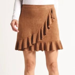 BB Dakota faux suede Chestnut Brown Ruffle skirt
